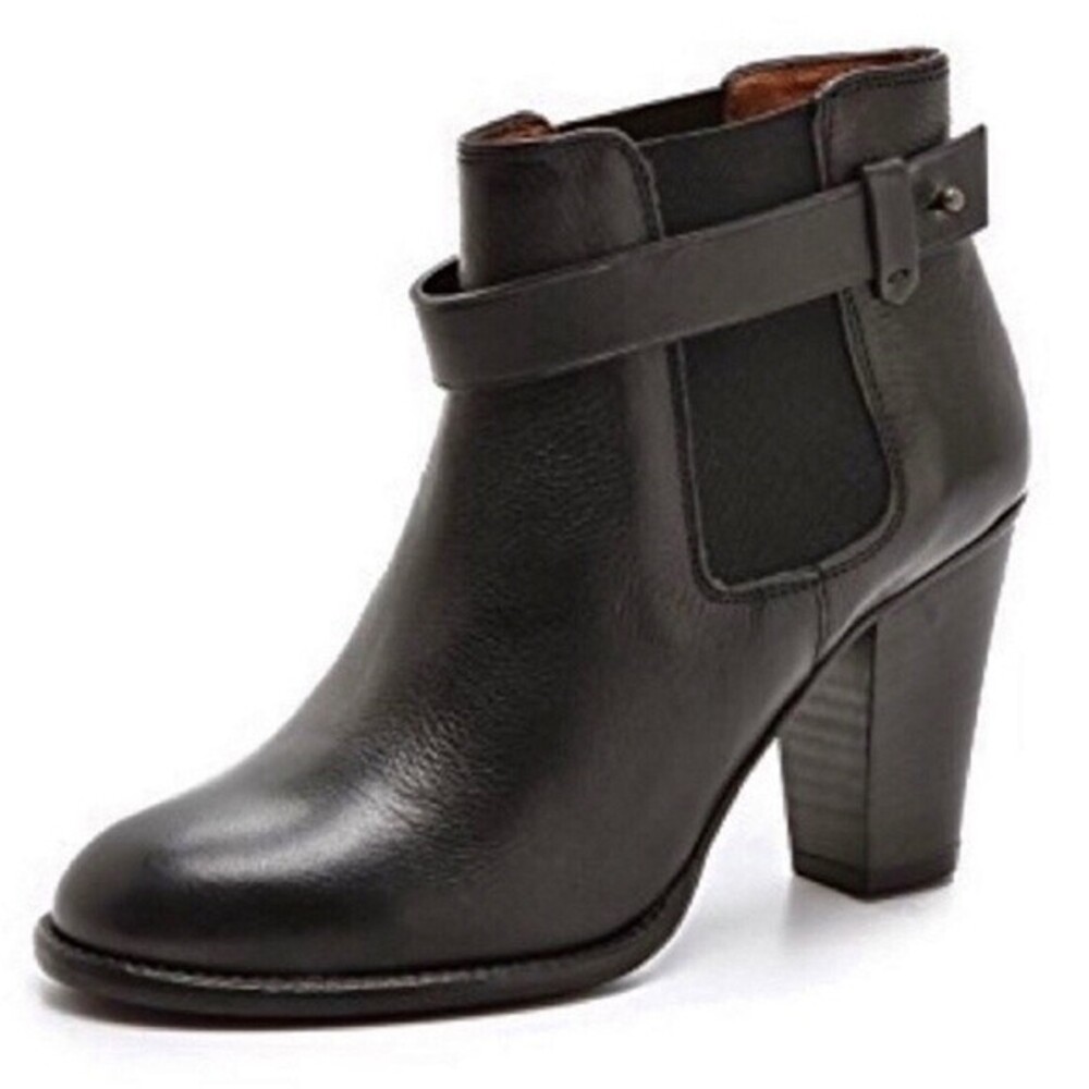 Madewell Lonny Black Leather Ankle Boots Booties Chelsea Block Heel 9.5